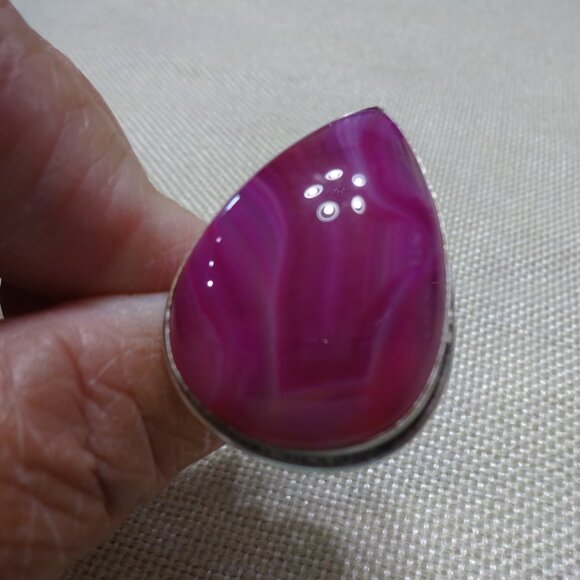 Beautiful PINK BOTSWANA AGATE Handmade Sterling 925 Ring Size 8 #281C - Picture 2 of 3